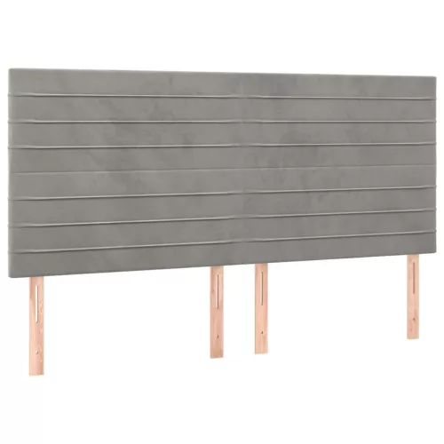 Világosszürke bársony fejtámla 180x5x118/128 cm