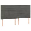 Sötétszürke bársony fejtámla 180x5x118/128 cm