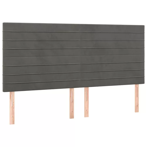 Sötétszürke bársony fejtámla 180x5x118/128 cm