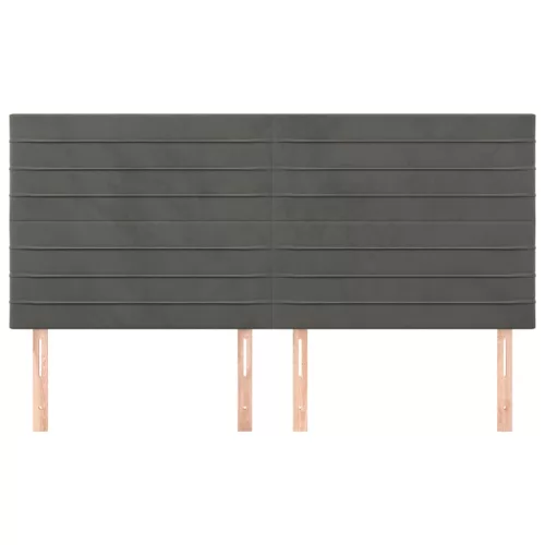 Sötétszürke bársony fejtámla 180x5x118/128 cm