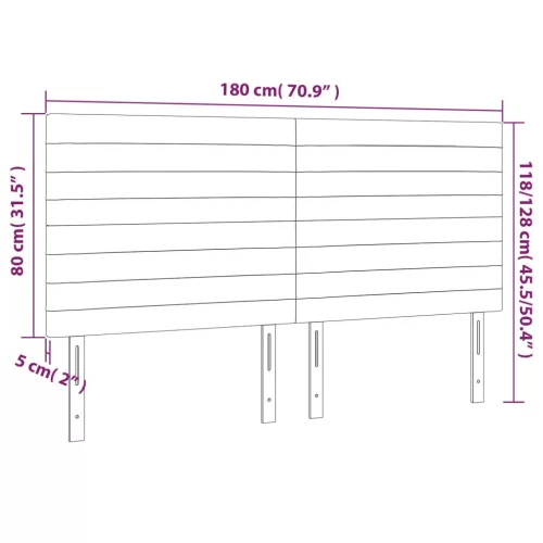 Sötétszürke bársony fejtámla 180x5x118/128 cm