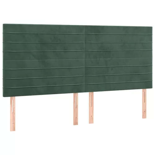 Sötétzöld bársony fejtámla 180x5x118/128 cm