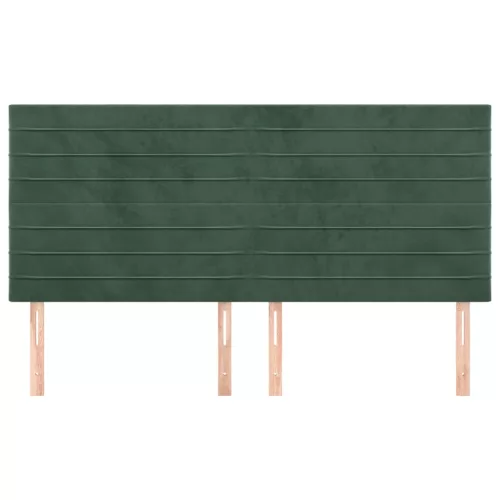 Sötétzöld bársony fejtámla 180x5x118/128 cm