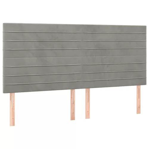 Világosszürke bársony fejtámla 200 x 5 x 118/128 cm