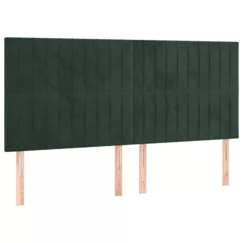 Sötétzöld bársony fejtámla 160x5x118/128 cm