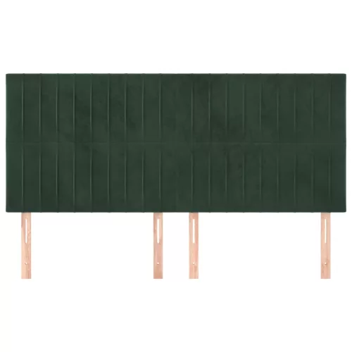 Sötétzöld bársony fejtámla 160x5x118/128 cm