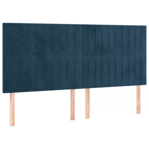 Sötétkék bársony fejtámla 160x5x118/128 cm