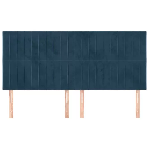 Sötétkék bársony fejtámla 160x5x118/128 cm