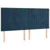 Sötétkék bársony fejtámla 180x5x118/128 cm