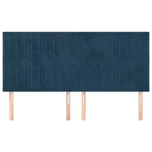 Sötétkék bársony fejtámla 180x5x118/128 cm