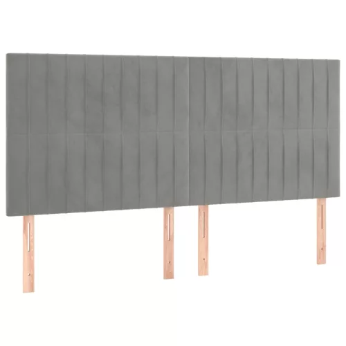 Világosszürke bársony fejtámla 200 x 5 x 118/128 cm