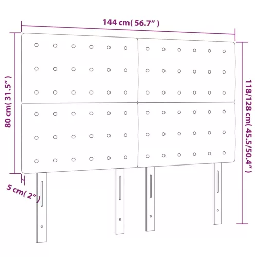 Sötétszürke szövet fejtámla 144x5x118/128 cm