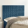 Sötétkék bársony fejtámla 144x5x118/128 cm