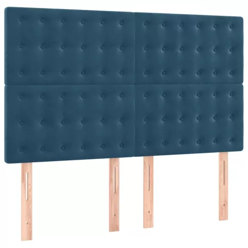 Sötétkék bársony fejtámla 144x5x118/128 cm