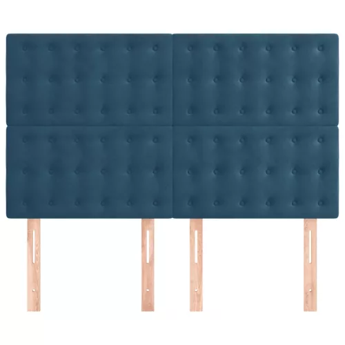 Sötétkék bársony fejtámla 144x5x118/128 cm