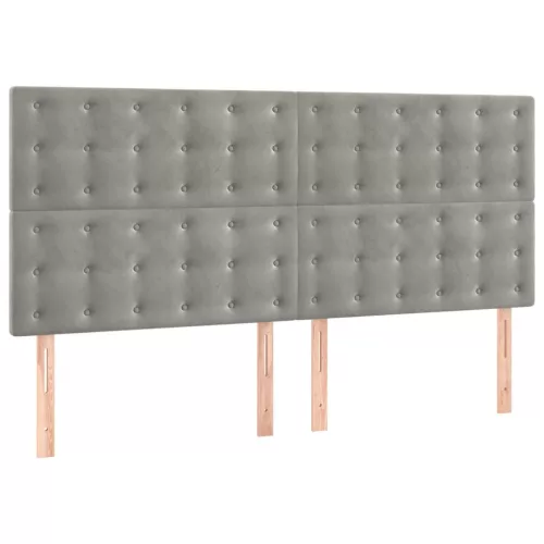 Világosszürke bársony fejtámla 160x5x118/128 cm