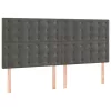 Sötétszürke bársony fejtámla 160x5x118/128 cm