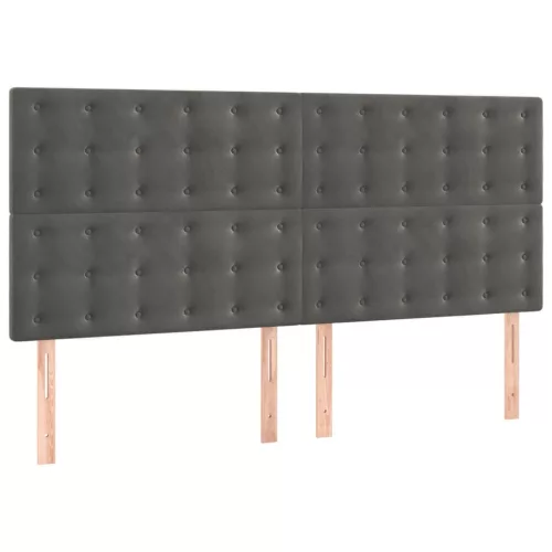 Sötétszürke bársony fejtámla 160x5x118/128 cm