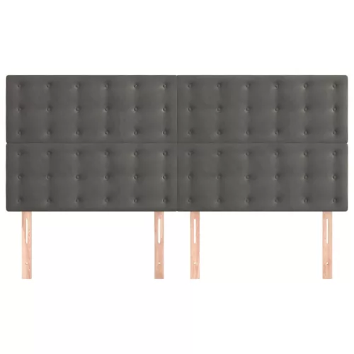 Sötétszürke bársony fejtámla 160x5x118/128 cm