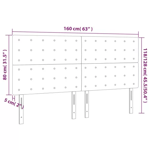 Sötétszürke bársony fejtámla 160x5x118/128 cm