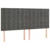 Sötétszürke bársony fejtámla 180x5x118/128 cm
