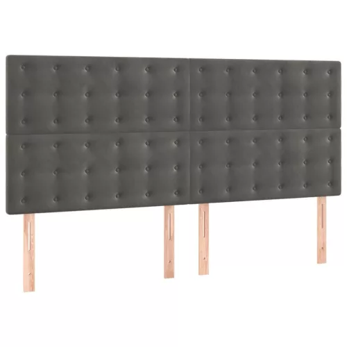 Sötétszürke bársony fejtámla 180x5x118/128 cm
