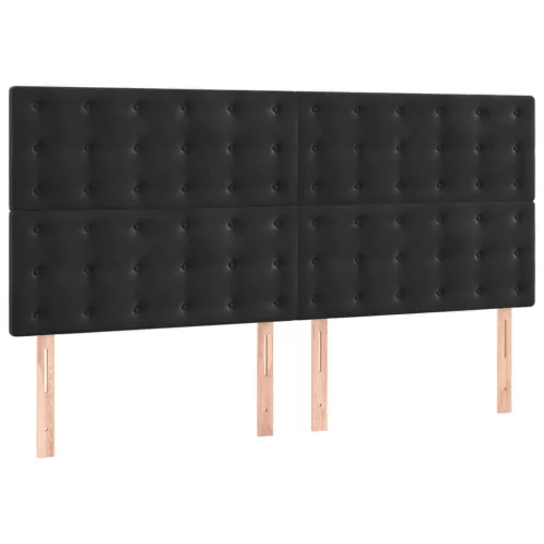 Fekete bársony fejtámla 180x5x118/128 cm