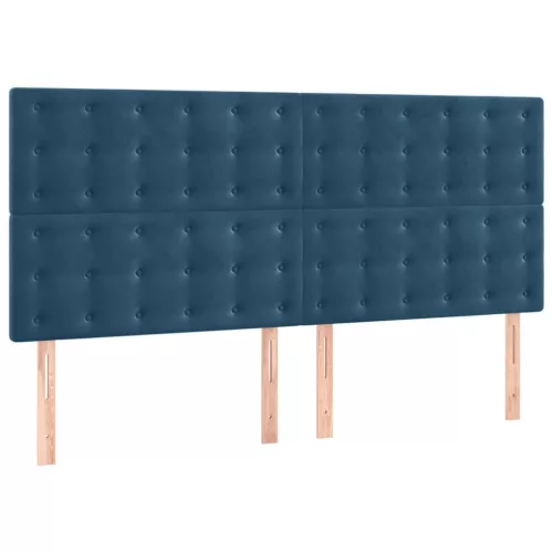 Sötétkék bársony fejtámla 180x5x118/128 cm
