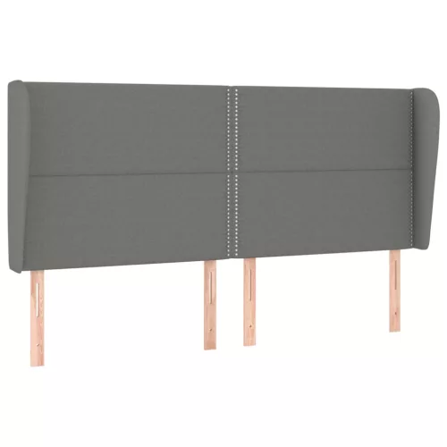 Sötétszürke szövet fejtámla szárnyakkal 203x23x118/128 cm