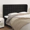 Fekete műbőr fejtámla szárnyakkal 203x23x118/128 cm