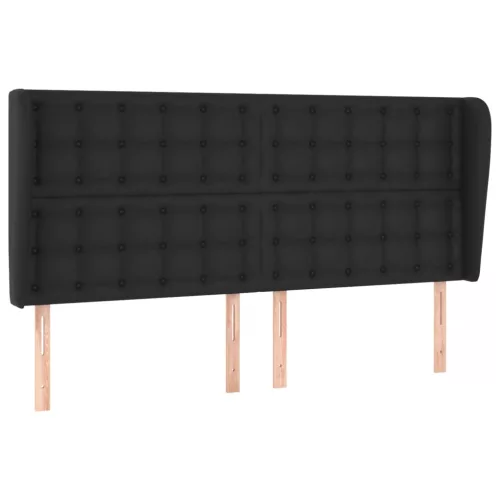 Fekete műbőr fejtámla szárnyakkal 203x23x118/128 cm