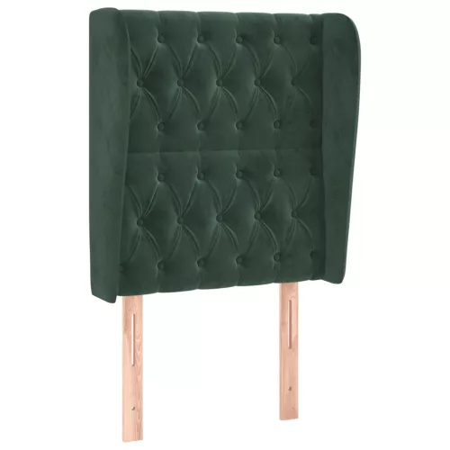 Sötétzöld bársony fejtámla szárnyakkal 83 x 23 x 118/128 cm