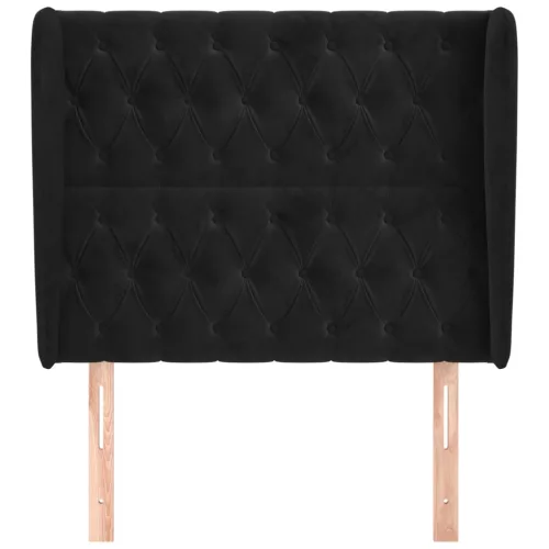 Fekete bársony fejtámla szárnyakkal 93 x 23 x 118/128 cm