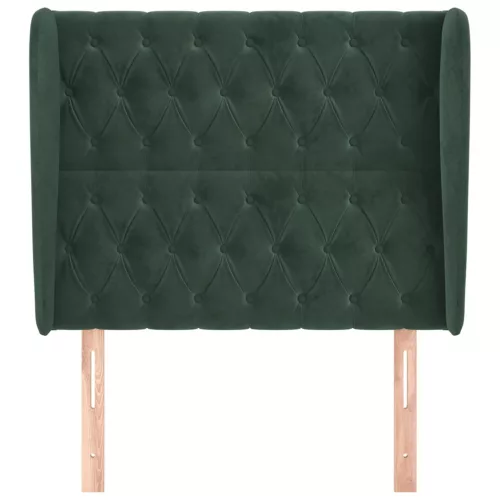 Sötétzöld bársony fejtámla szárnyakkal 93 x 23 x 118/128 cm