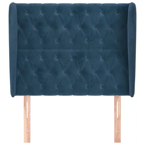 Sötétkék bársony fejtámla szárnyakkal 93 x 23 x 118/128 cm