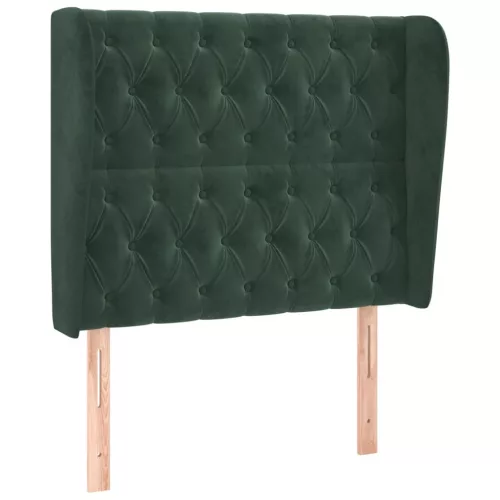 Sötétzöld bársony fejtámla szárnyakkal 103 x 23 x 118/128 cm