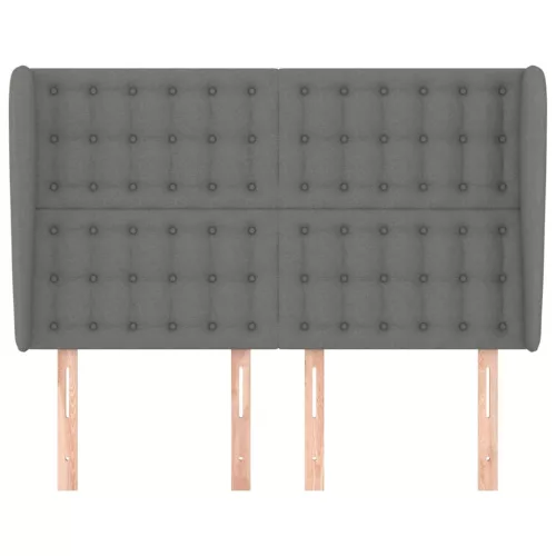 Sötétszürke szövet fejtámla szárnyakkal 147 x 23 x 118/128 cm