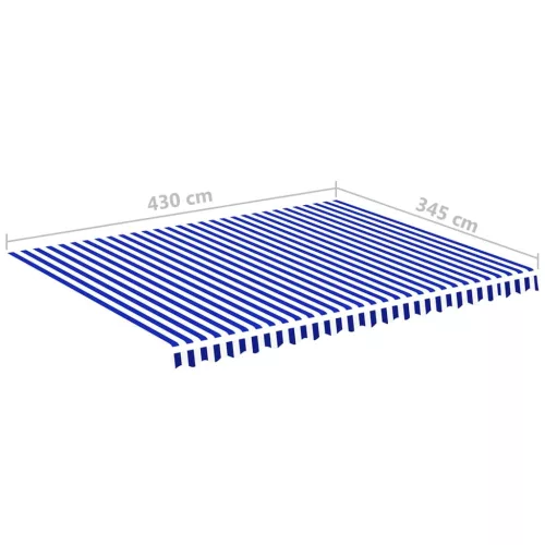 Kék és fehér csere napellenző ponyva 4,5 x 3,5 m