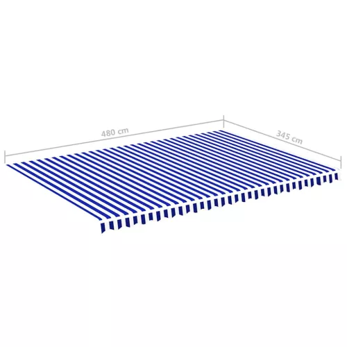 Kék és fehér csere napellenző ponyva 5 x 3,5 m