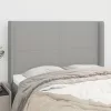 Világosszürke szövet fejtámla szárnyakkal 147x16x118/128 cm