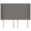 Sötétszürke szövet fejtámla szárnyakkal 147x16x118/128 cm