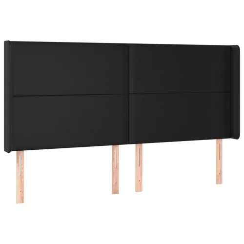 Fekete műbőr fejtámla szárnyakkal 203x16x118/128 cm