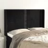 Fekete bársony fejtámla szárnyakkal 147x16x118/128 cm