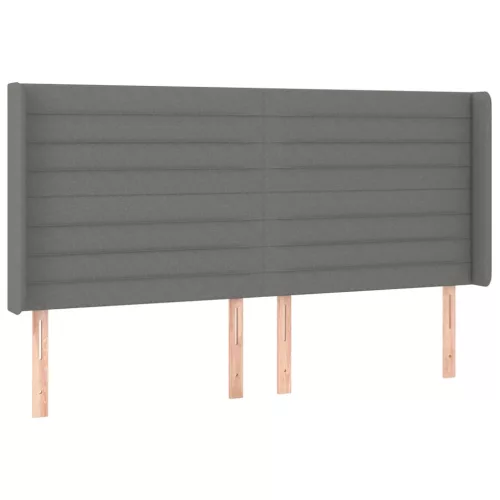 Sötétszürke szövet fejtámla szárnyakkal 203x16x118/128 cm