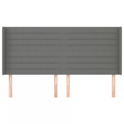 Sötétszürke szövet fejtámla szárnyakkal 203x16x118/128 cm