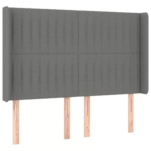 Sötétszürke szövet fejtámla szárnyakkal 147x16x118/128 cm