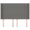 Sötétszürke szövet fejtámla szárnyakkal 147x16x118/128 cm