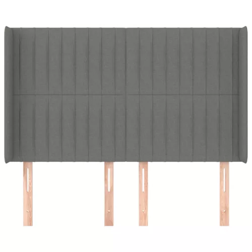 Sötétszürke szövet fejtámla szárnyakkal 147x16x118/128 cm