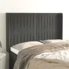 Sötétszürke bársony fejtámla szárnyakkal 147x16x118/128 cm
