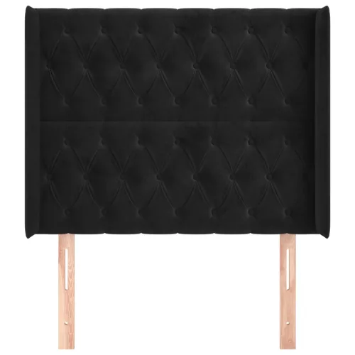 Fekete bársony fejtámla szárnyakkal 93x16x118/128 cm